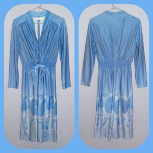 Vintage Leslie Fay Original Poly V-Neck L/S Dress